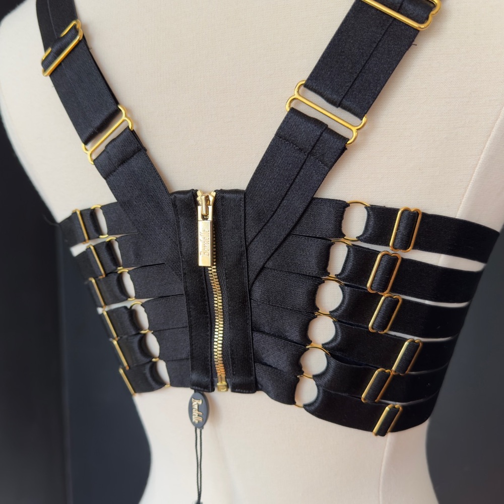 *NWT* BORDELLE Signature Silk Longline Bodice Bra Black SS 32B - Picture 7 of 13